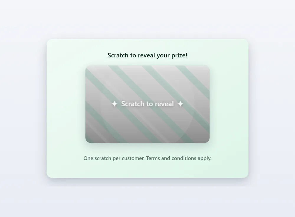 Interactive scratch card used instead of an email popup